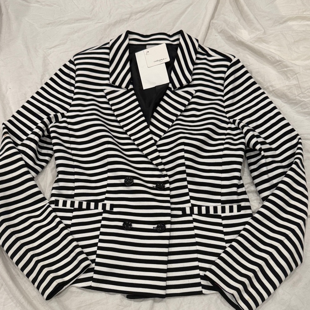Halogen Black and White Striped Blazer